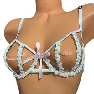 Victoria’s Secret Dream Angels open cup balconette garden floral cage bra